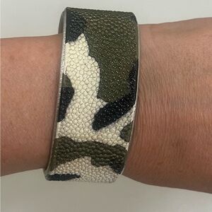 Lema J Design 1” Silver and Camo Cuff Bracelet